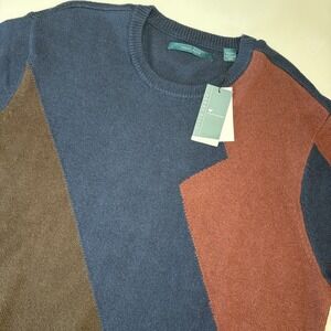 Perry Ellis XXL Tall Colorblock Sweater NWT Cotton Wool Blend Big Tall Geometric
